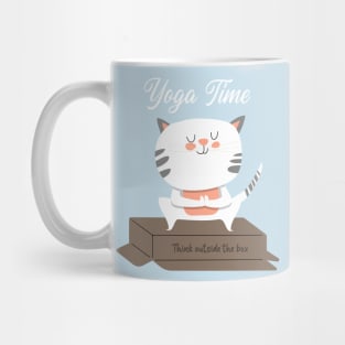 Cat / Yoga Time / Yoga Training T-shirt / Cute Cat Doing Yoga / Think Outside The Box Mug